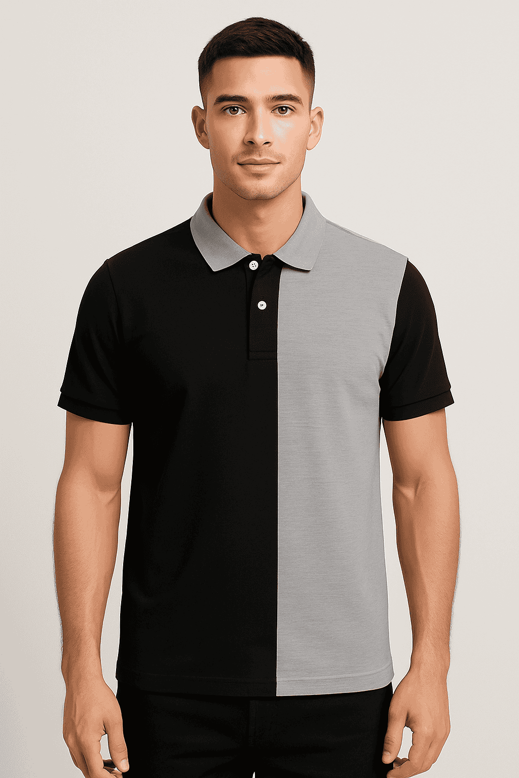 Half Black with Grey Polo T-Shirt
