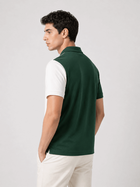Half Pine Green with White stripe Polo T-Shirt