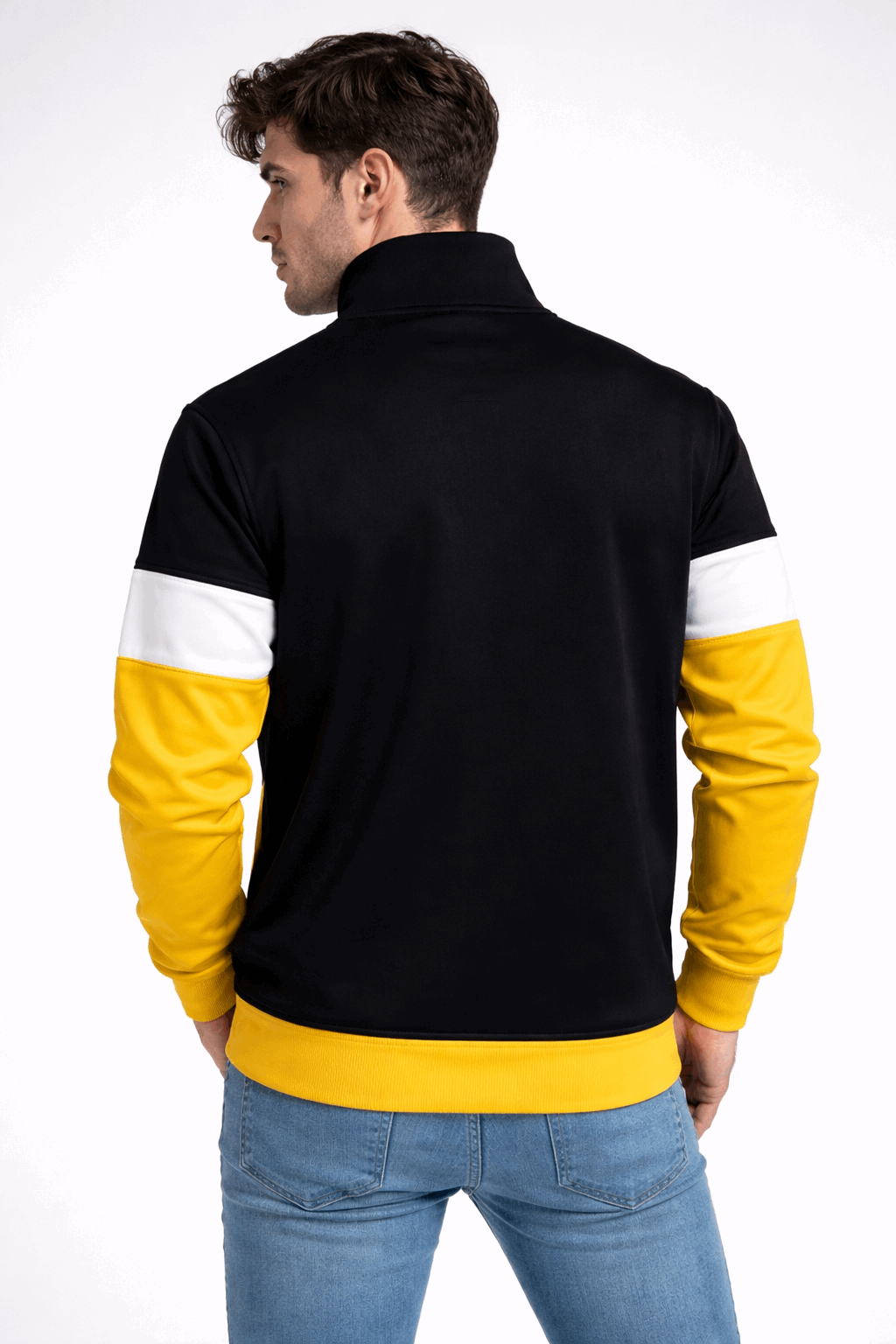 Full Sleeve Sweat Jacket Navy with Yellow