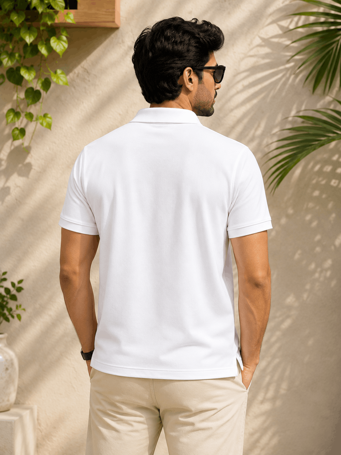 Men's Premium Cotton Piqué Polo T-Shirt – White & Hot Pink