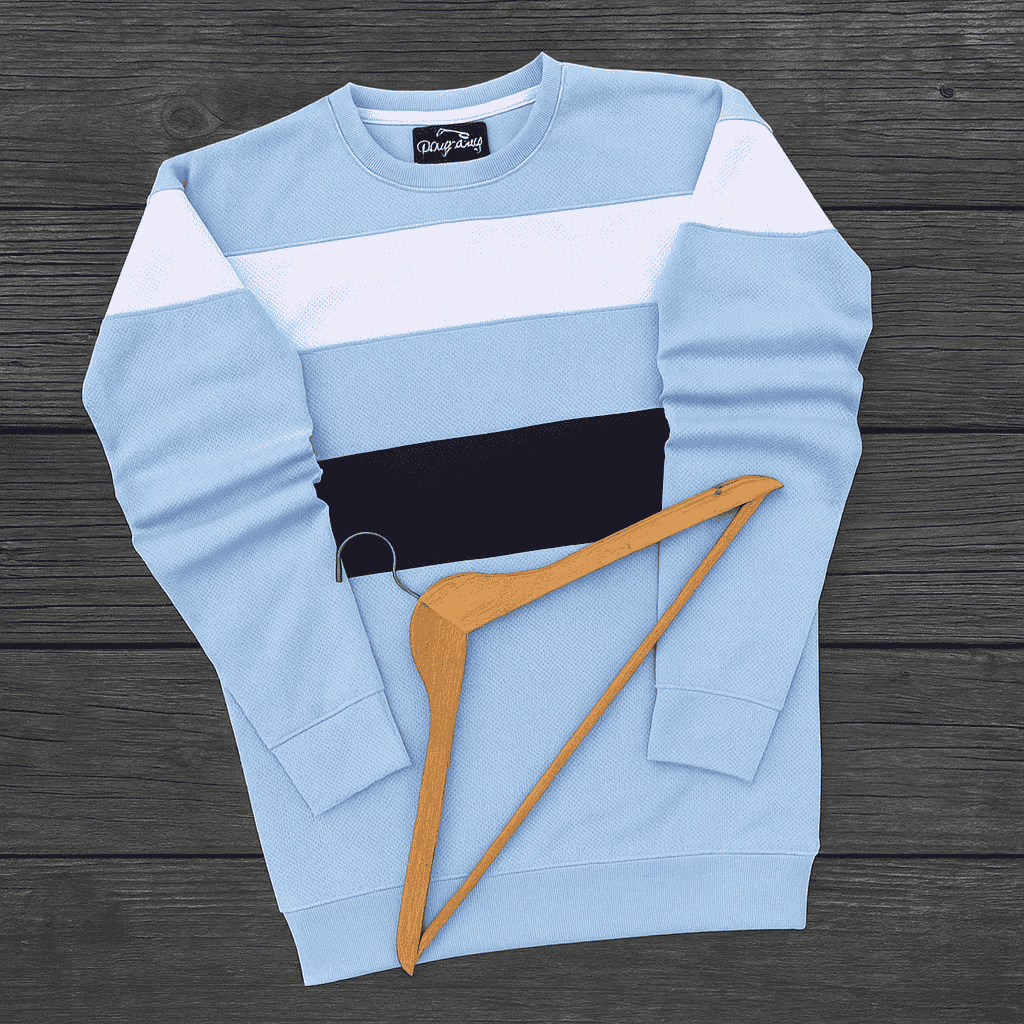 Men stylish Lycra T Shirt, Sky Blue, with Black and White