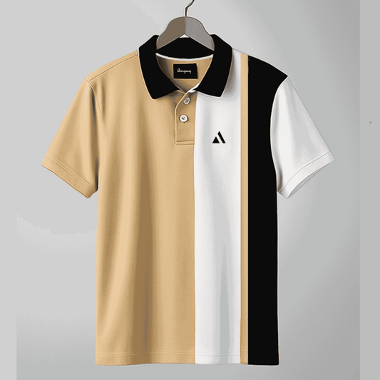 Ginger Black with White vertical stripe Polo T-Shirt