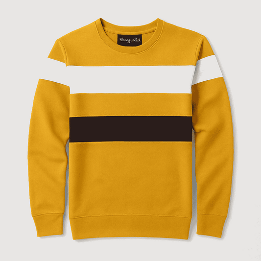 Full sleeve Round Neck Lycra T Shirt Golden Yellow, white black