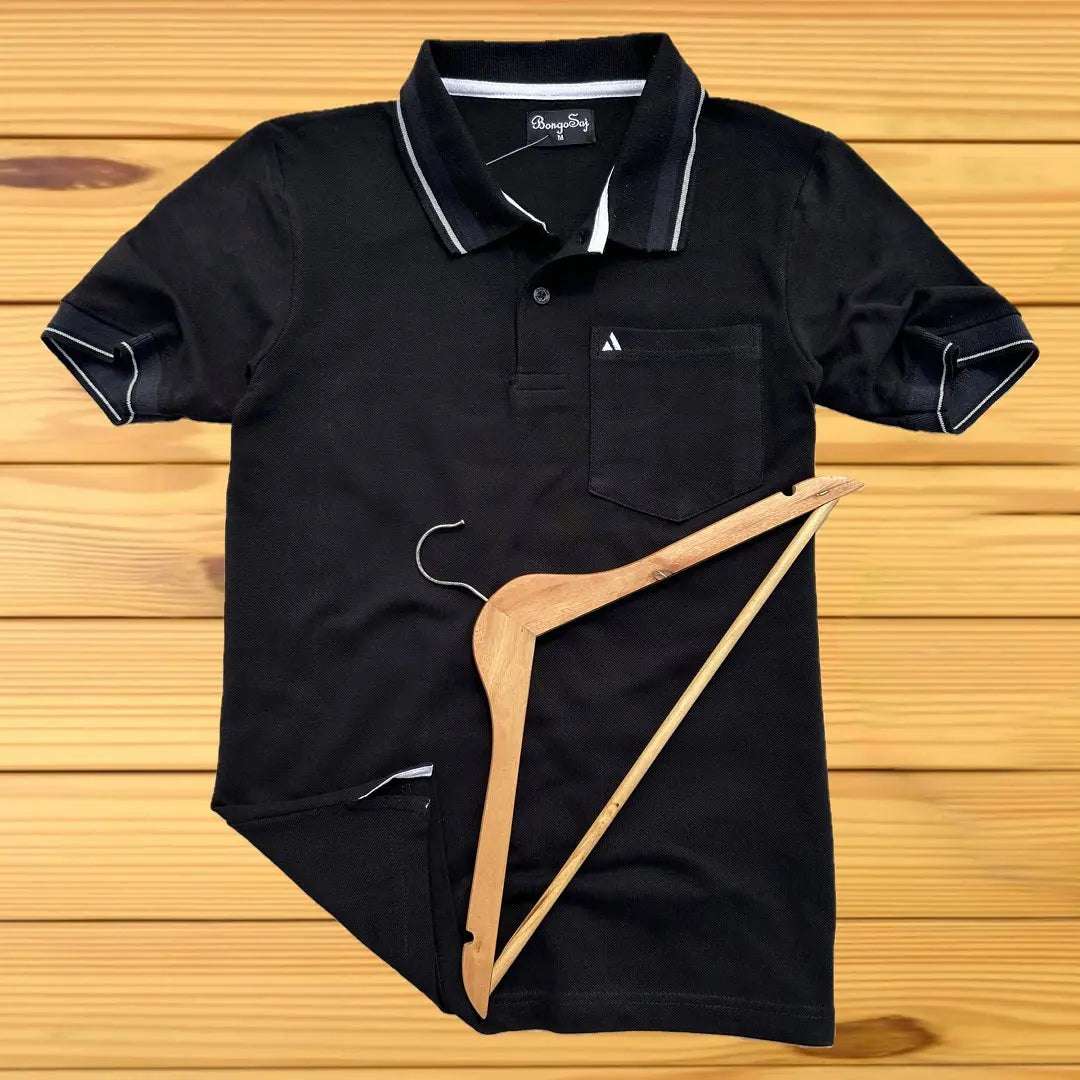 Black Plain Polo T-Shirt 
