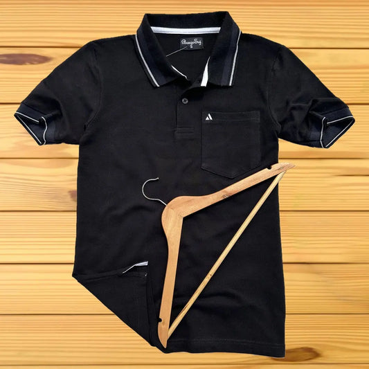 Black Plain Polo T-Shirt 