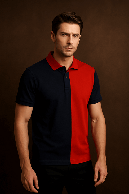Half Navy with Red  Polo T-Shirt