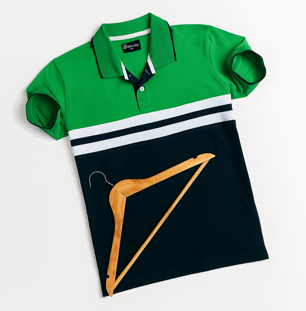 Parrot Green with Navy & White Stripes