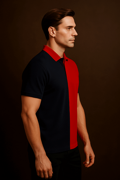 Half Navy with Red  Polo T-Shirt