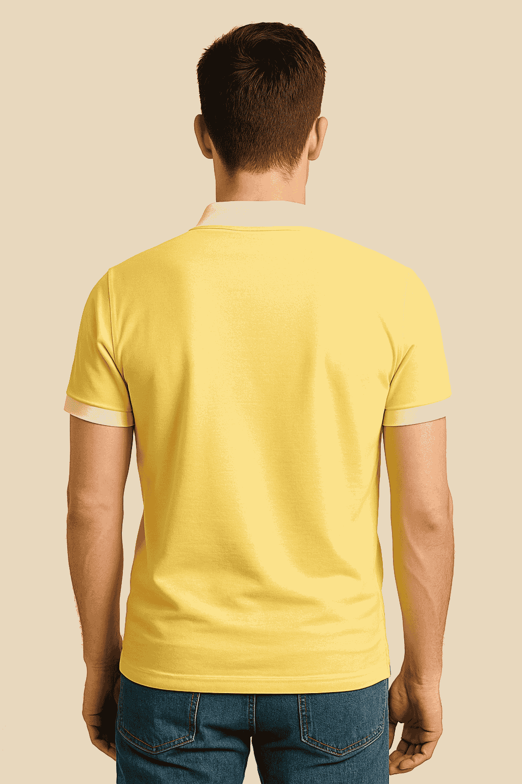 Classic Yellow Polo with White Collar & Cuffs