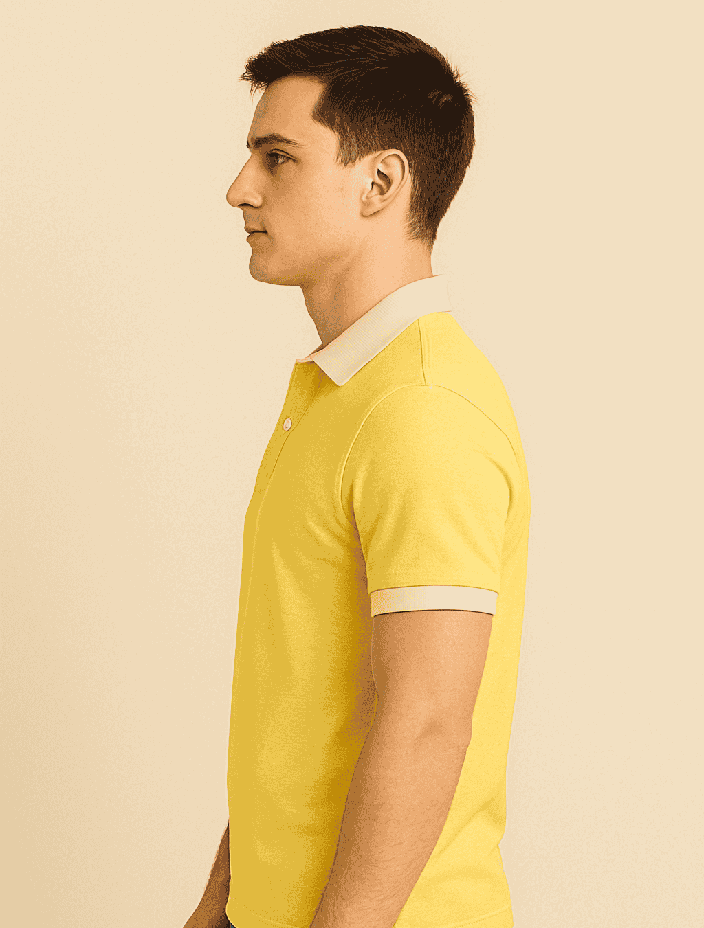 Classic Yellow Polo with White Collar & Cuffs