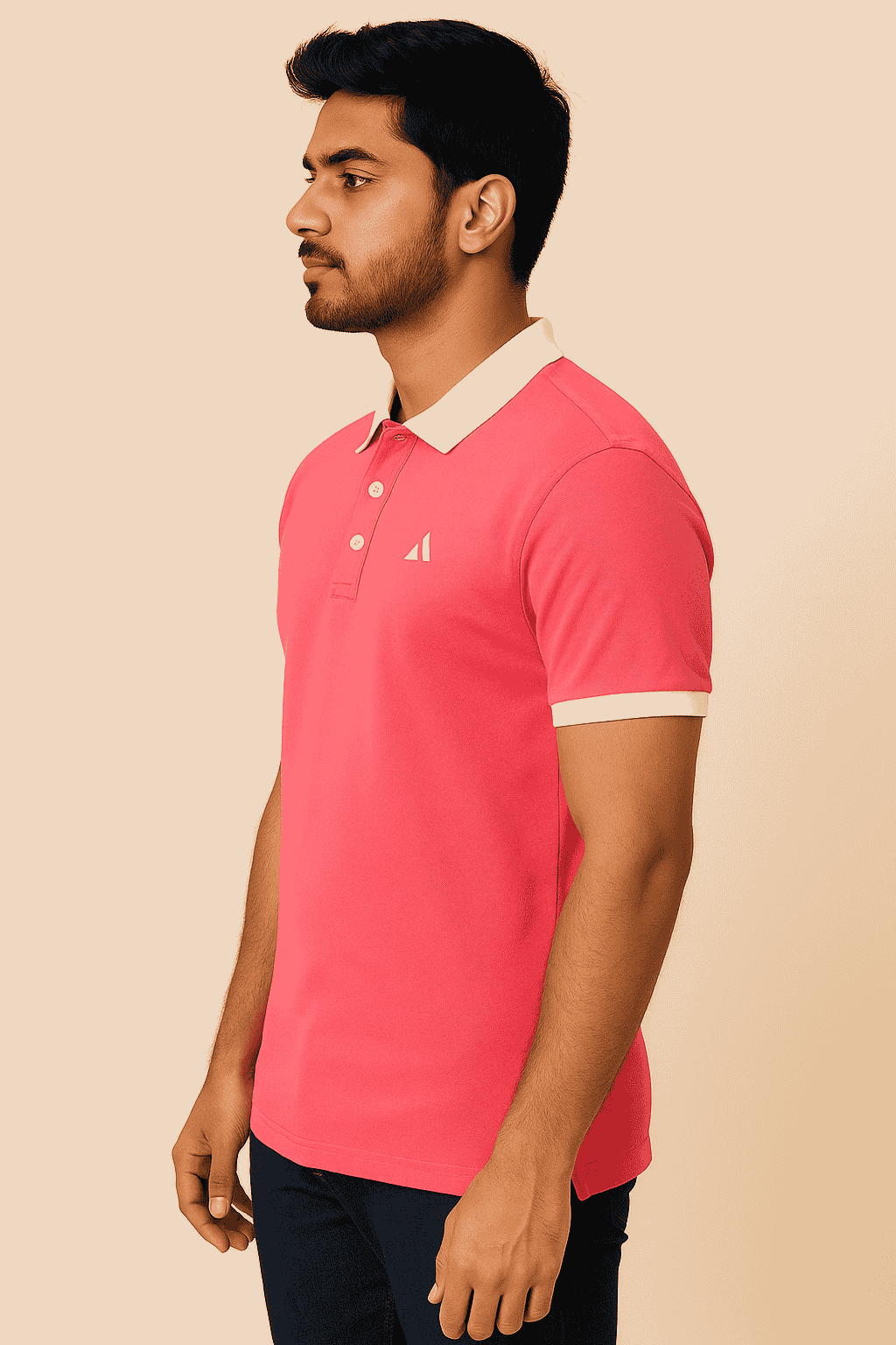 Classic Bright Pink Polo T-Shirt – White Collar Edition