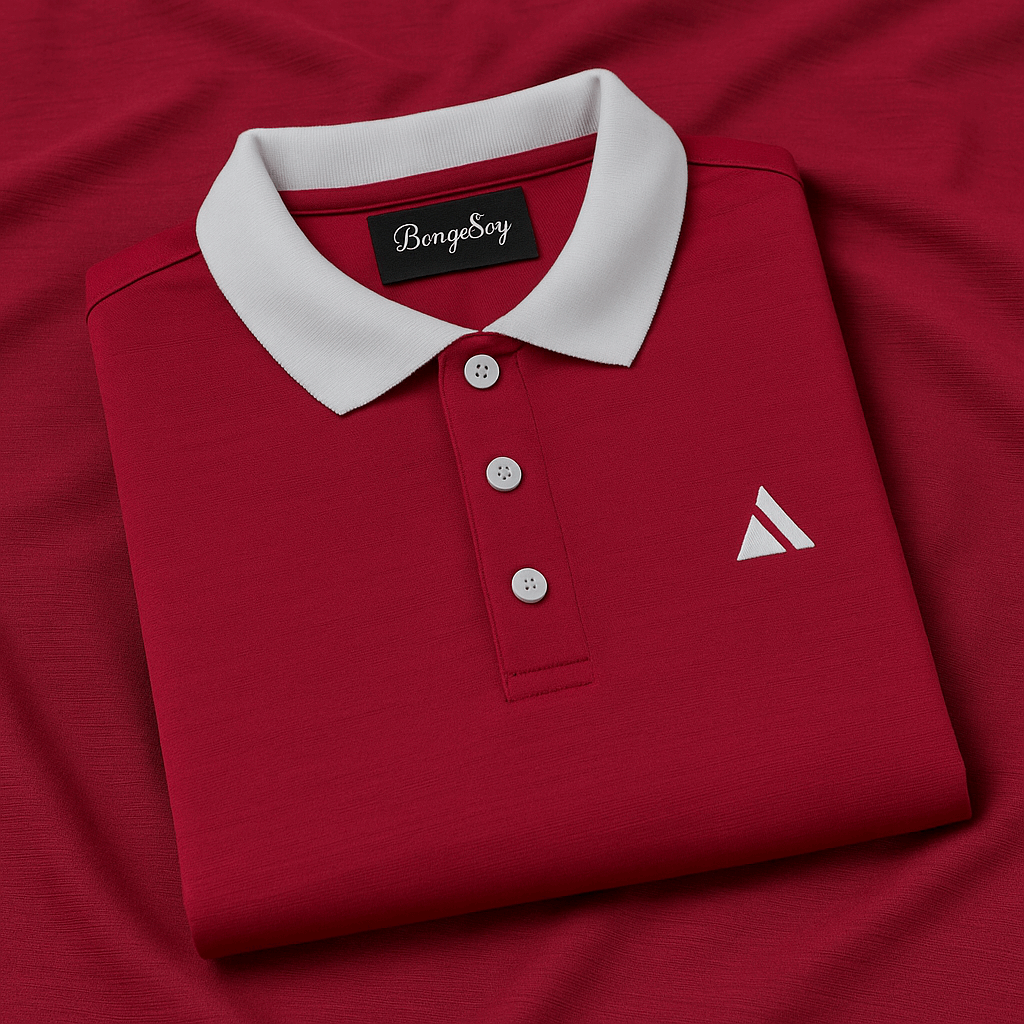 Classic Maroon Polo T-Shirt with White Collar & Cuffs Edition