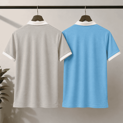 Premium Polo T-Shirt Combo Pack for Men – Grey & Sky Blue