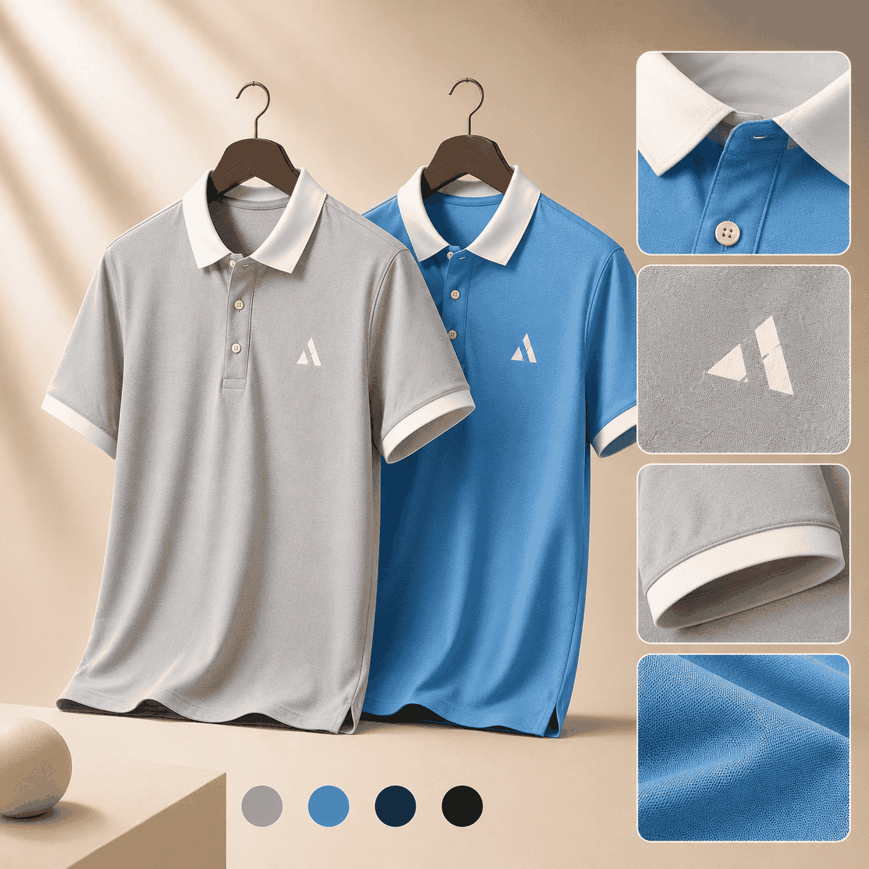Premium Polo T-Shirt Combo Pack for Men – Grey & Sky Blue