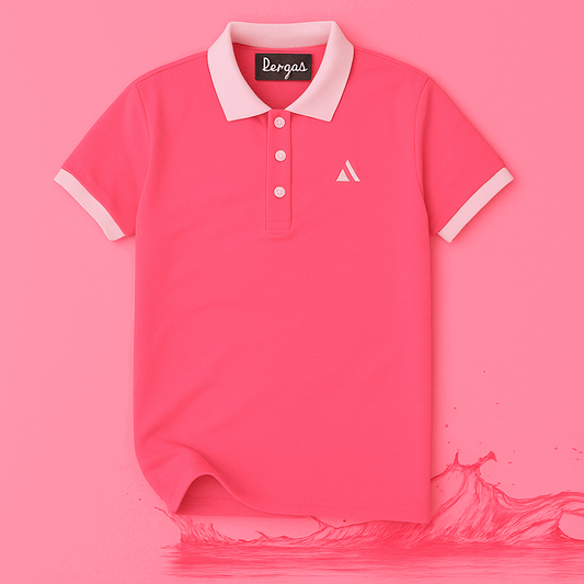 Classic Bright Pink Polo T-Shirt – White Collar Edition