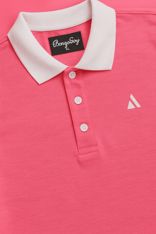 Classic Bright Pink Polo T-Shirt – White Collar Edition