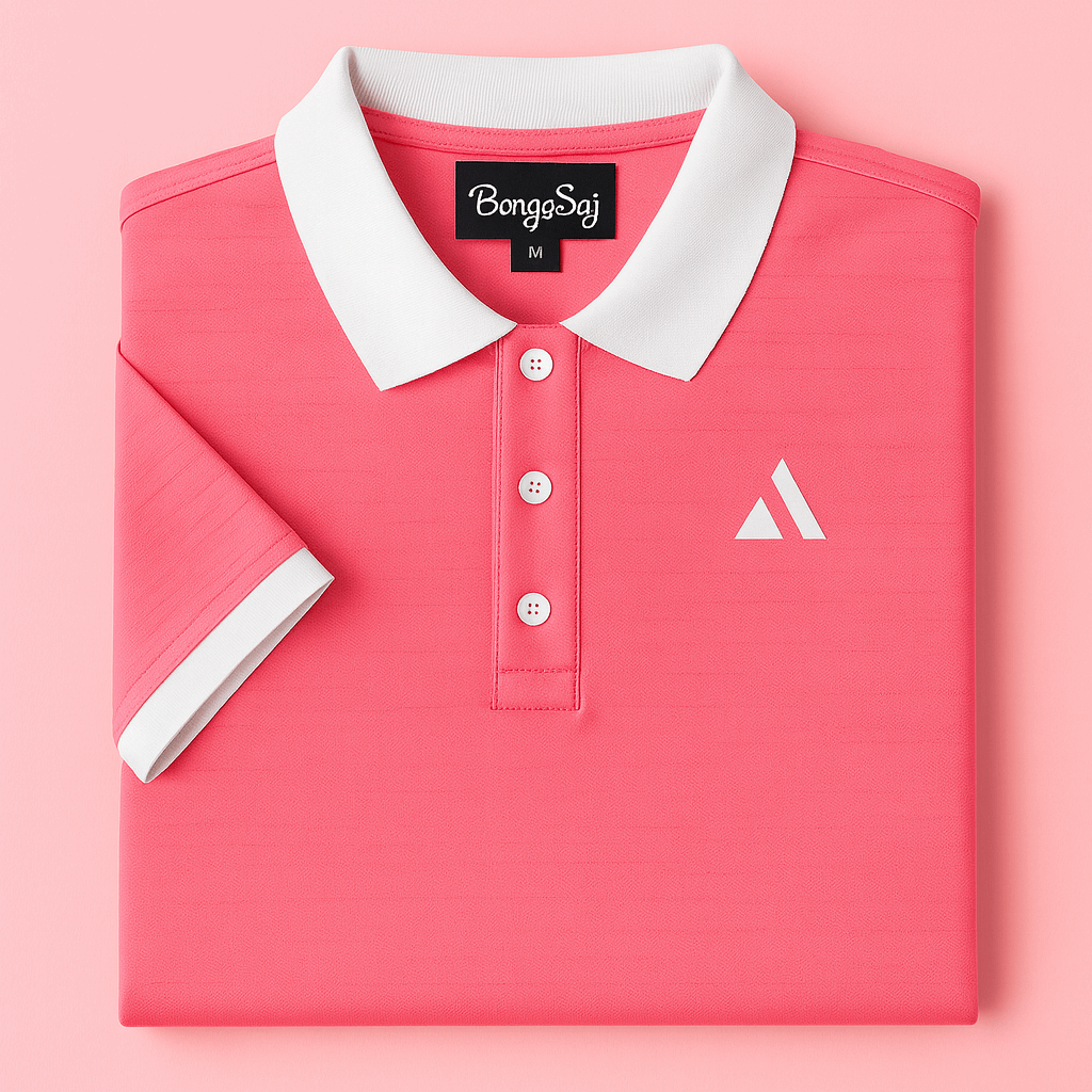 Classic Bright Pink Polo T-Shirt – White Collar Edition