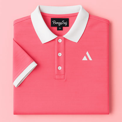 Classic Bright Pink Polo T-Shirt – White Collar Edition