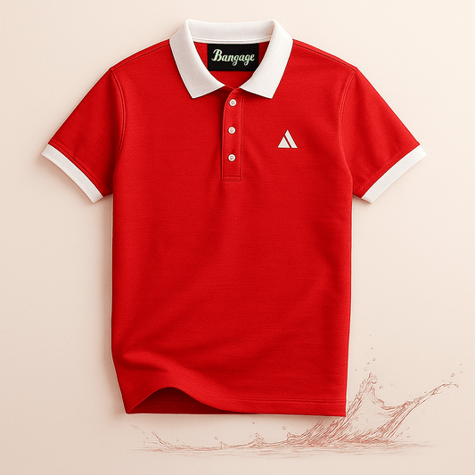 Classic Red Polo T-Shirt with White Collar & Cuffs Edition