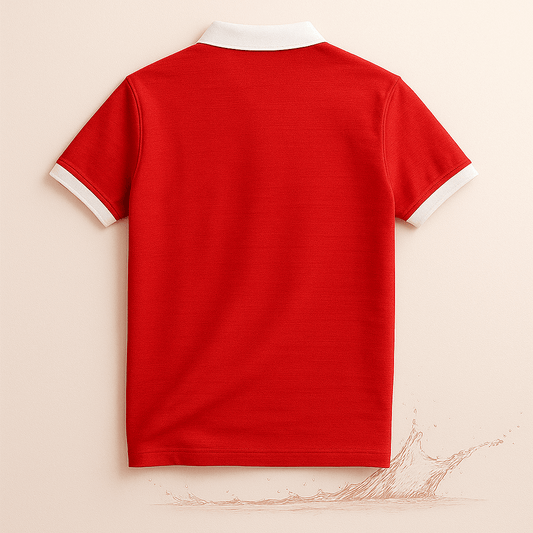 Classic Red Polo T-Shirt with White Collar & Cuffs Edition