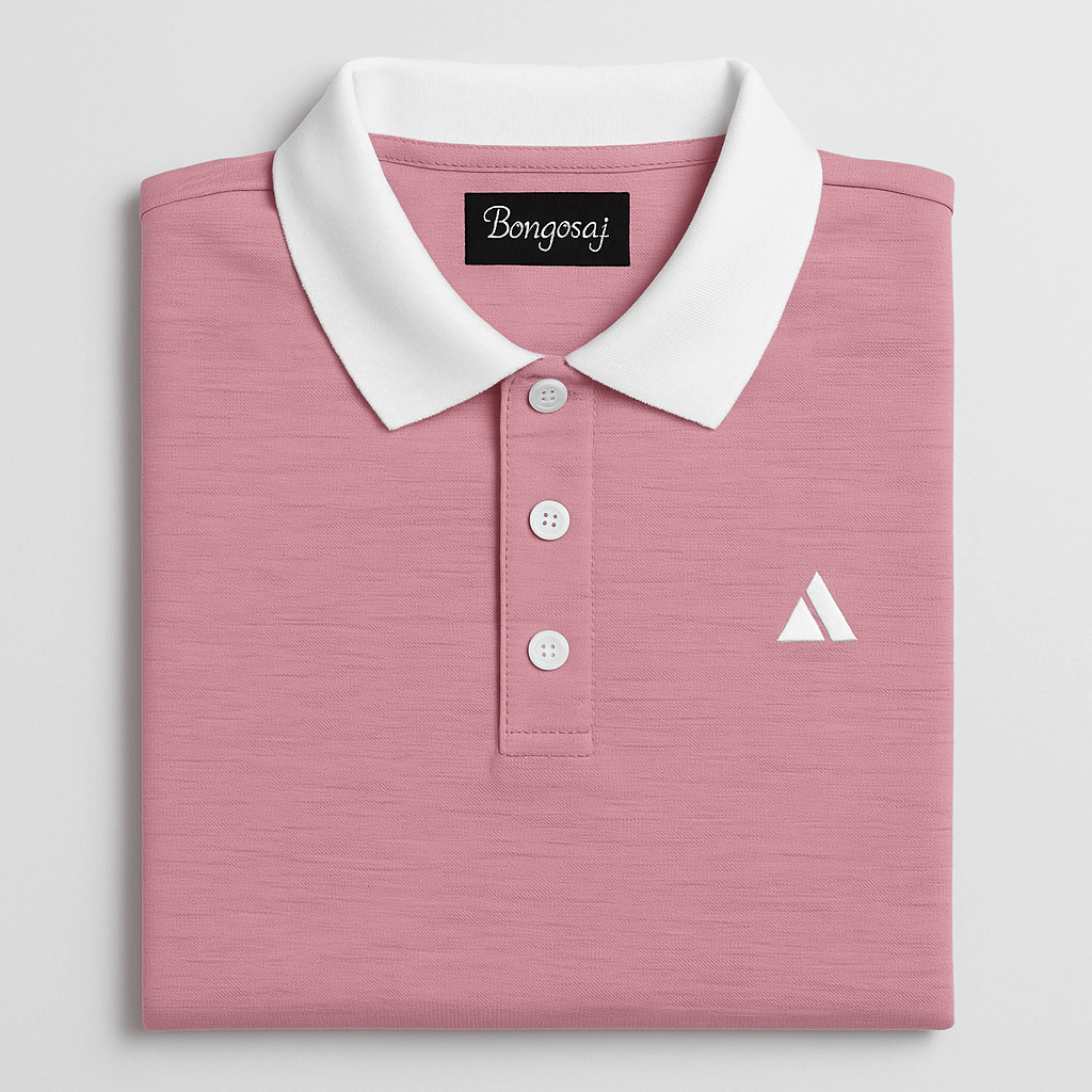 Classic Rose pink Polo T-Shirt with White Collar & Cuffs Edition