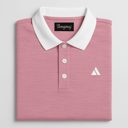 Classic Rose pink Polo T-Shirt with White Collar & Cuffs Edition