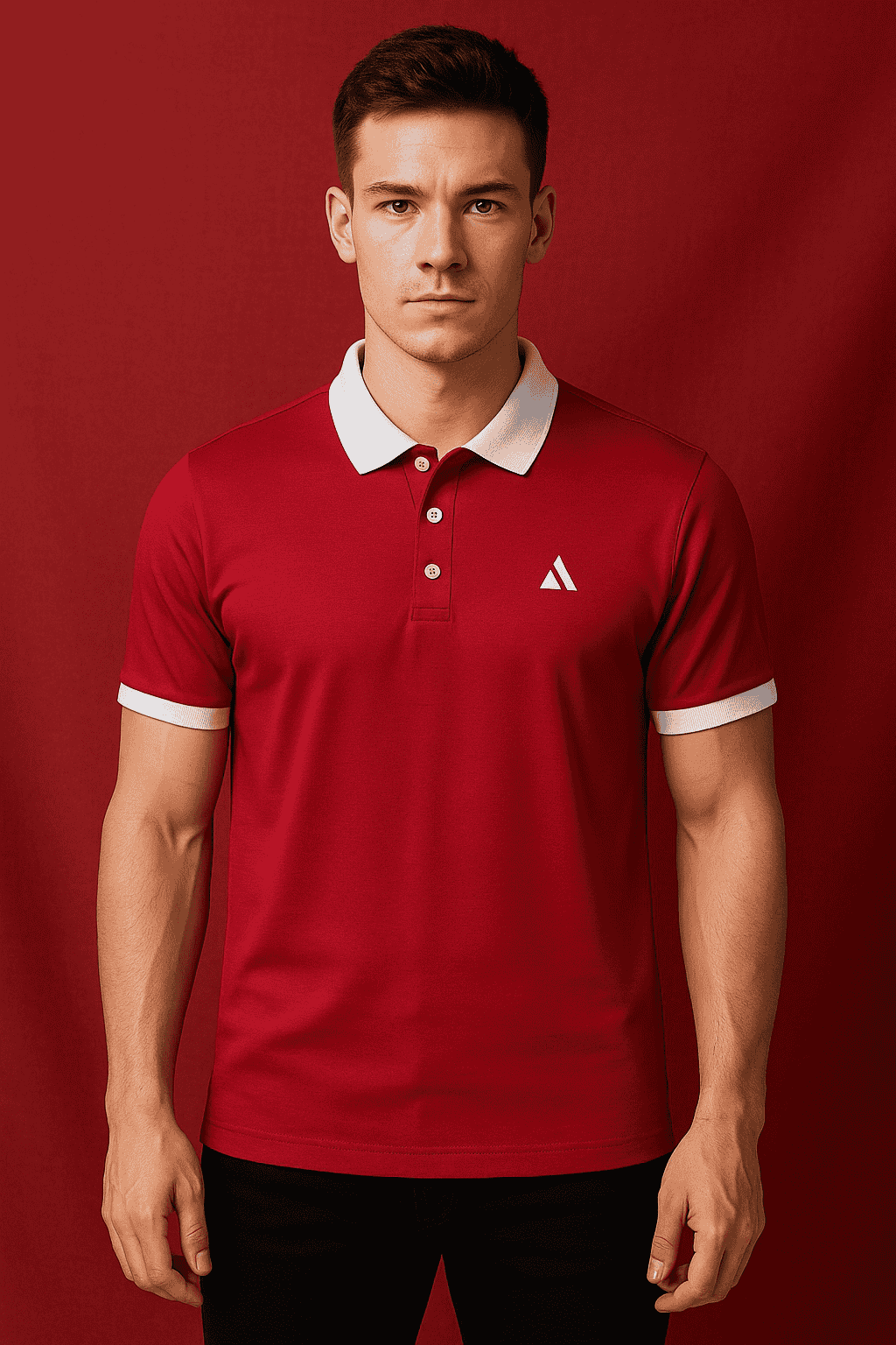 Classic Maroon Polo T-Shirt with White Collar & Cuffs Edition