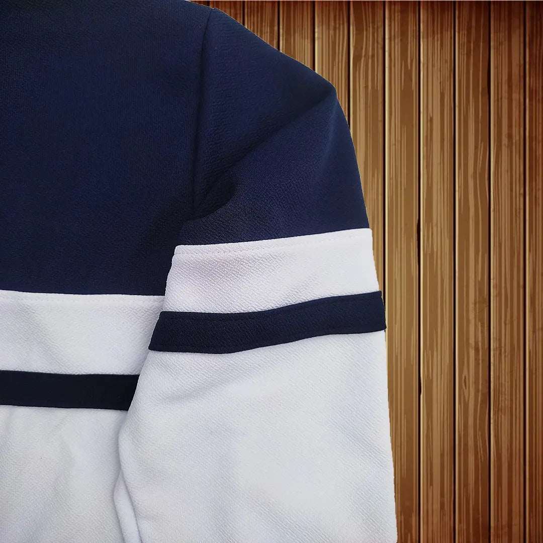 Full Sleeve T-Shirt Navy White & Steel Grey 2-Stripe