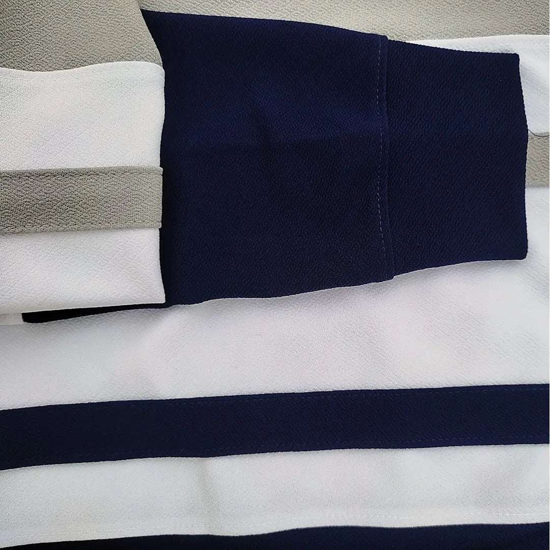 Full Sleeve T-Shirt Steel Grey White & Navy 2-Stripes