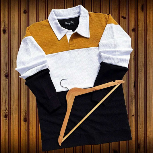 Full sleeve Collar T-shirt Meteor Yellow White & Black