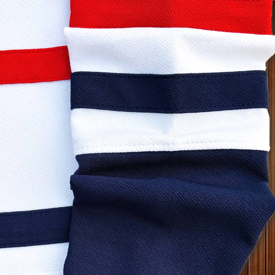 Full Sleeve T-Shirt Red White & Navy with 2 stripes