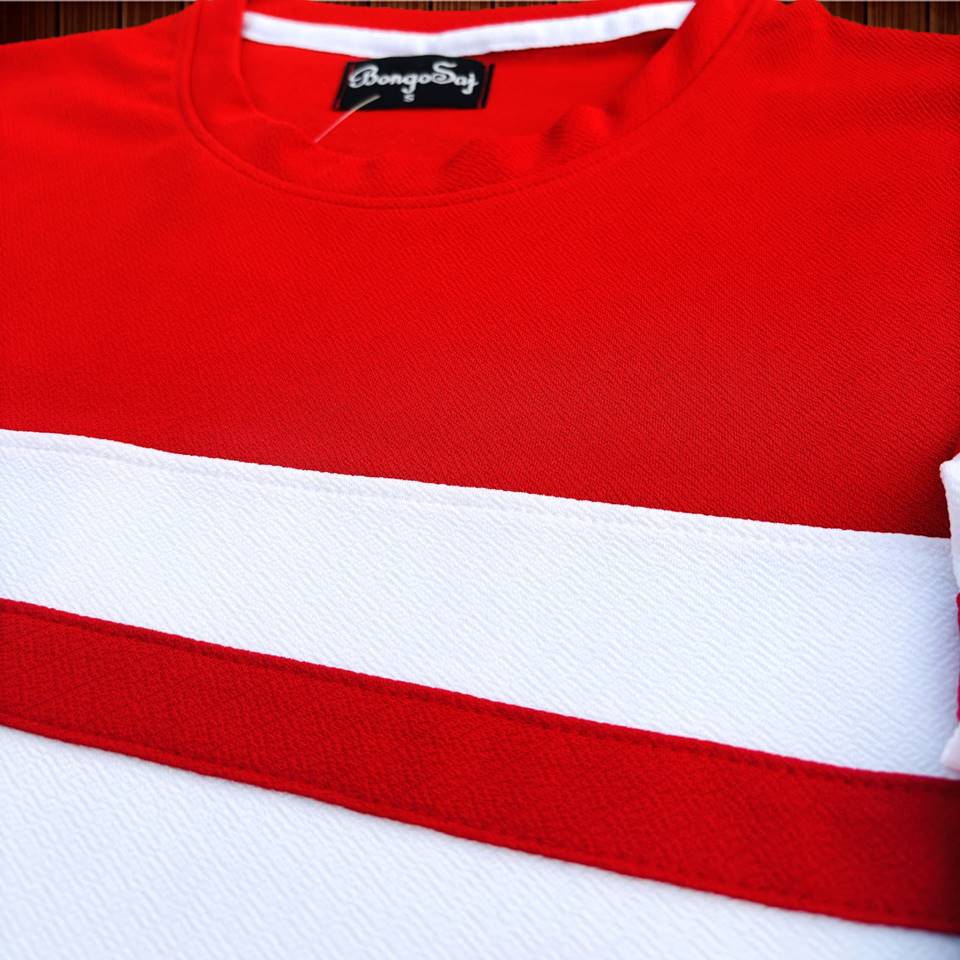 Full Sleeve T-Shirt Red White & Navy with 2 stripes