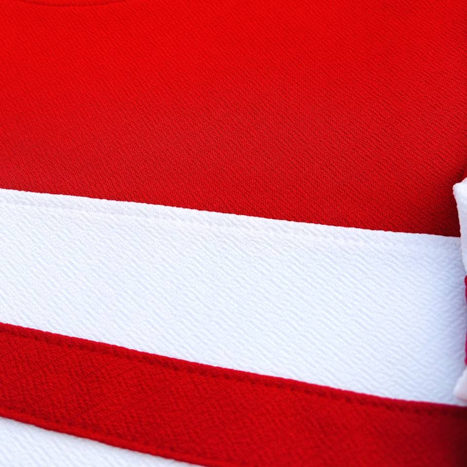 Full Sleeve T-Shirt Red White & Navy with 2 stripes