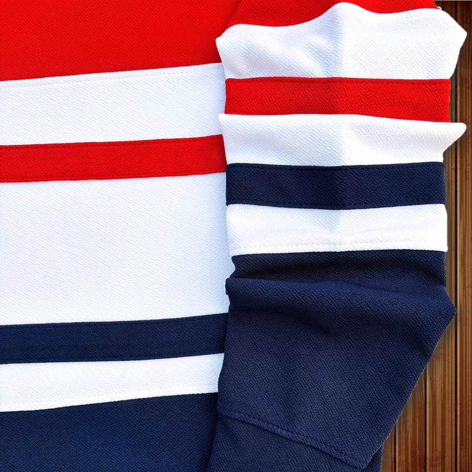 Full Sleeve T-Shirt Red White & Navy with 2 stripes