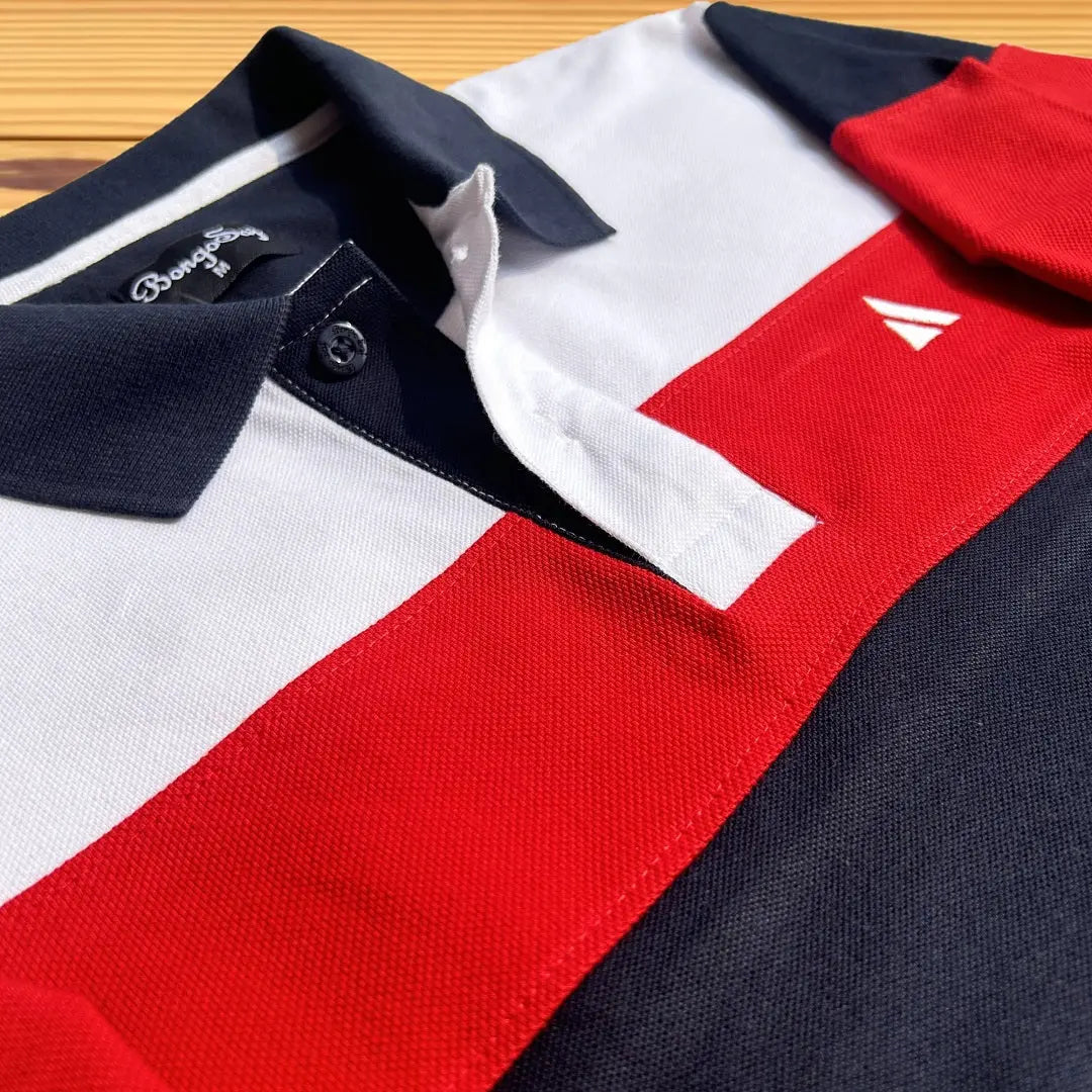 Full Sleeves Polo T-Shirt White Red with Navy Blue
