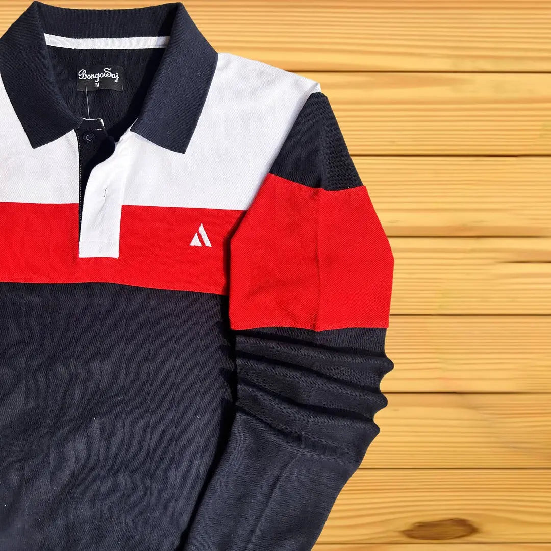 Full Sleeves Polo T-Shirt White Red with Navy Blue