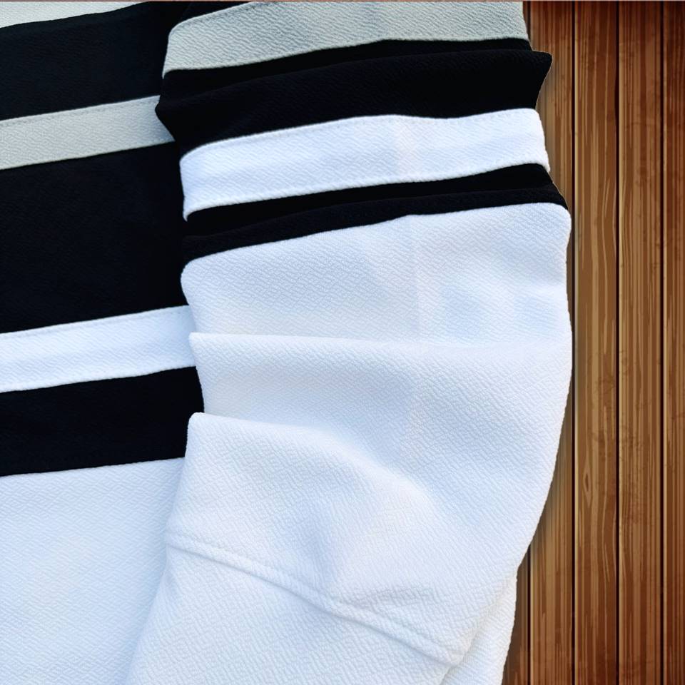 Full sleeve T-Shirt Grey White & Black 2-Stripes