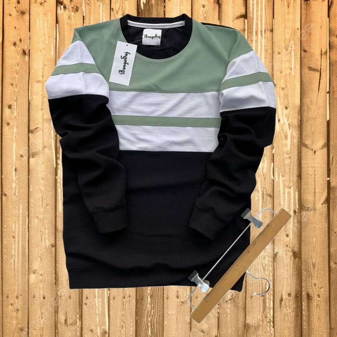 Full sleeve T-Shirt Sage Green Black & White