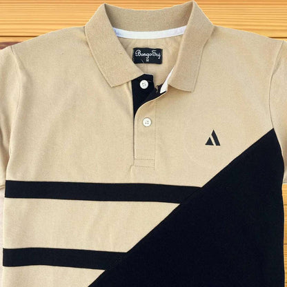 Ginger colour With Black Three Stripe Polo T-Shirt