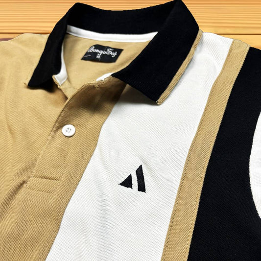 Ginger Black with White vertical stripe Polo T-Shirt