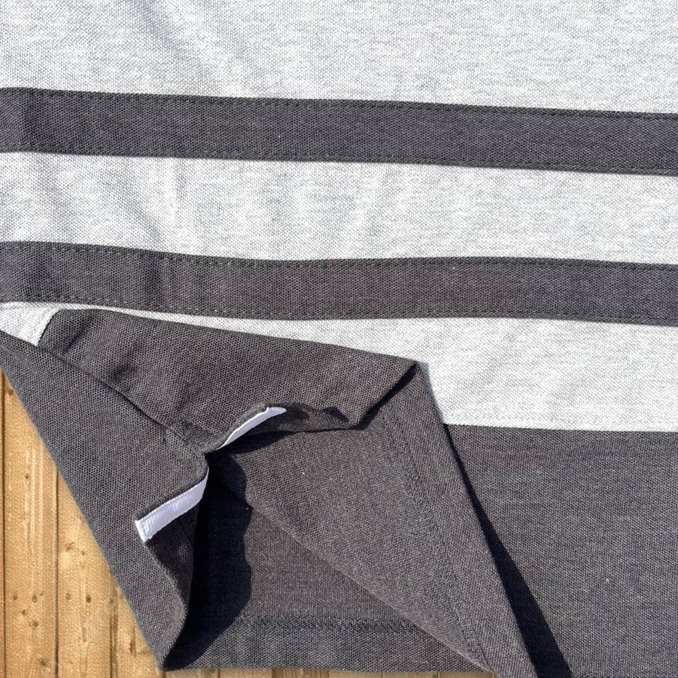 Grey Collar Polo T-Shirt Intense Grey with Blue 3 Stripes