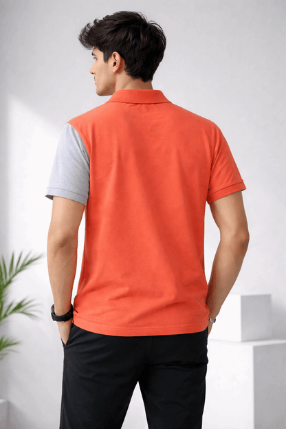 Half Orange with Grey stripe Polo T-Shirt