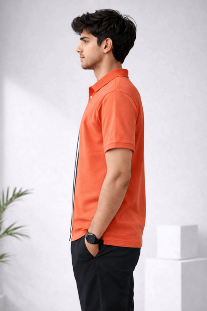 Half Orange with Grey stripe Polo T-Shirt