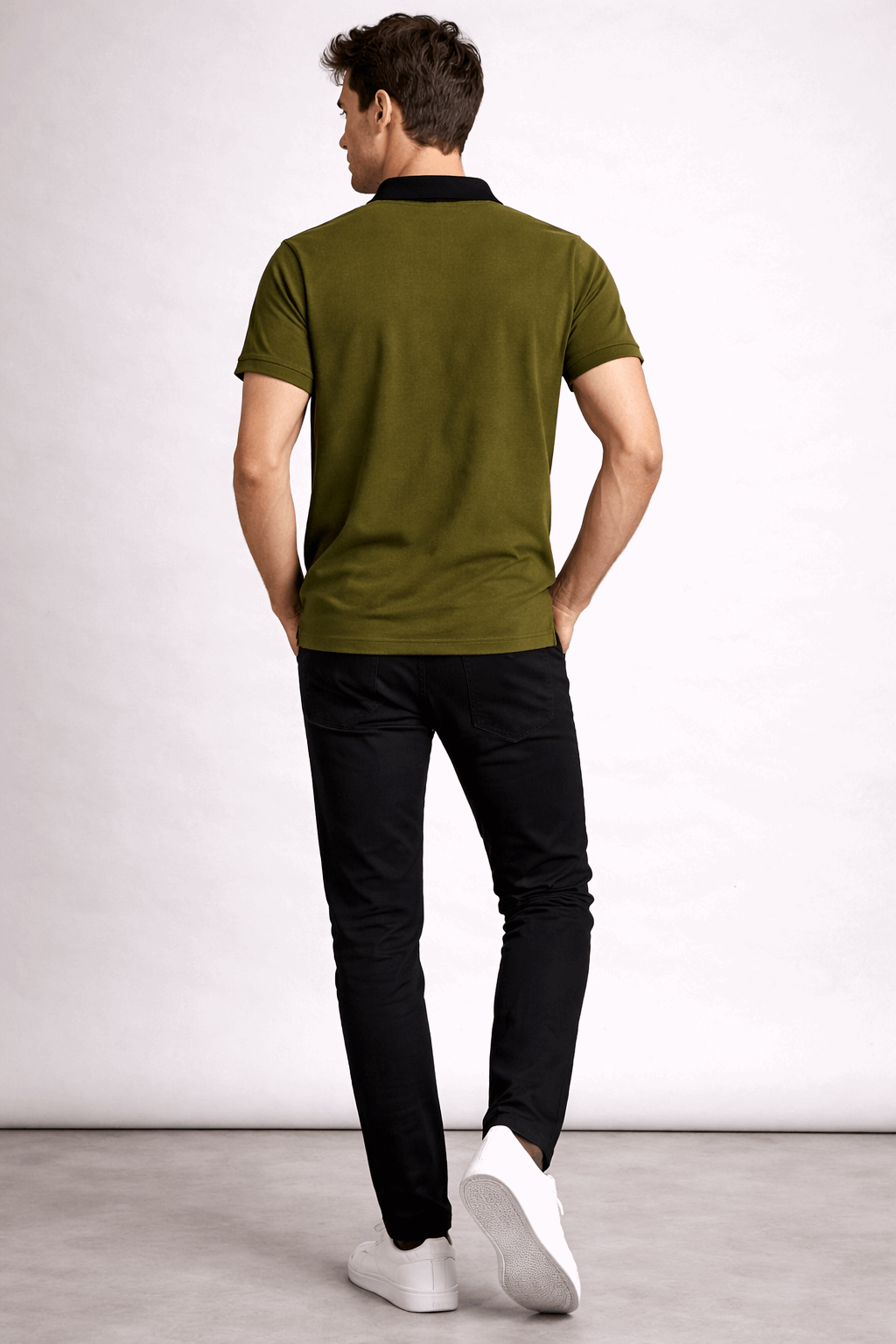 Half Olive Green with Black Polo T-Shirt