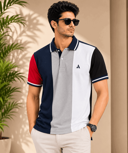 Urban Contrast Polo T-Shirt – Navy Multicolour