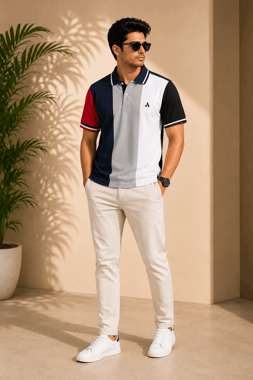 Urban Contrast Polo T-Shirt – Navy Multicolour
