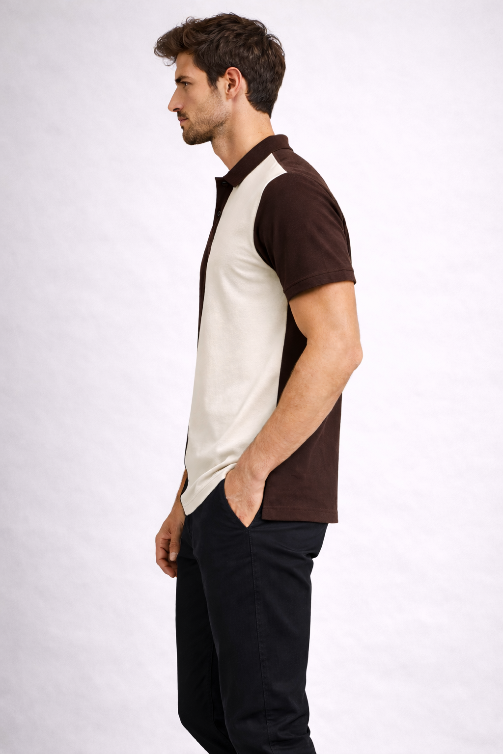 Half Coffee Brown with Beige Polo T-Shirt