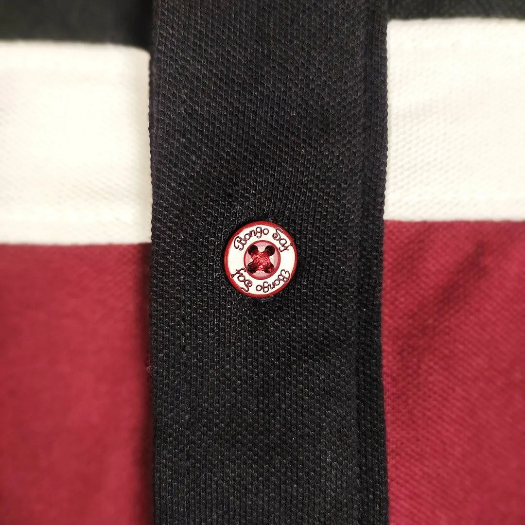 Maroon Polo T-Shirt with White & Black Double Stripes