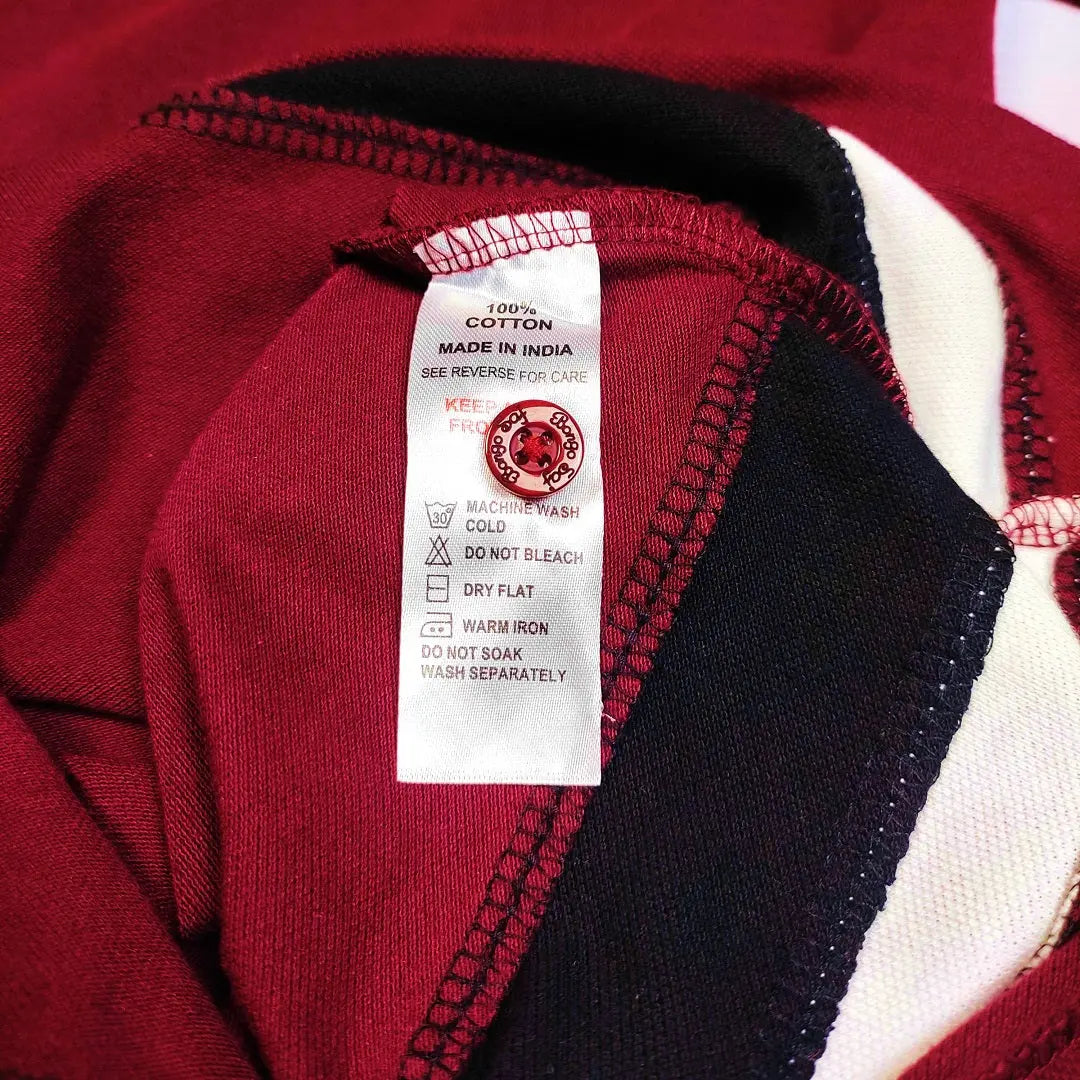 Maroon Polo T-Shirt with White & Black Double Stripes