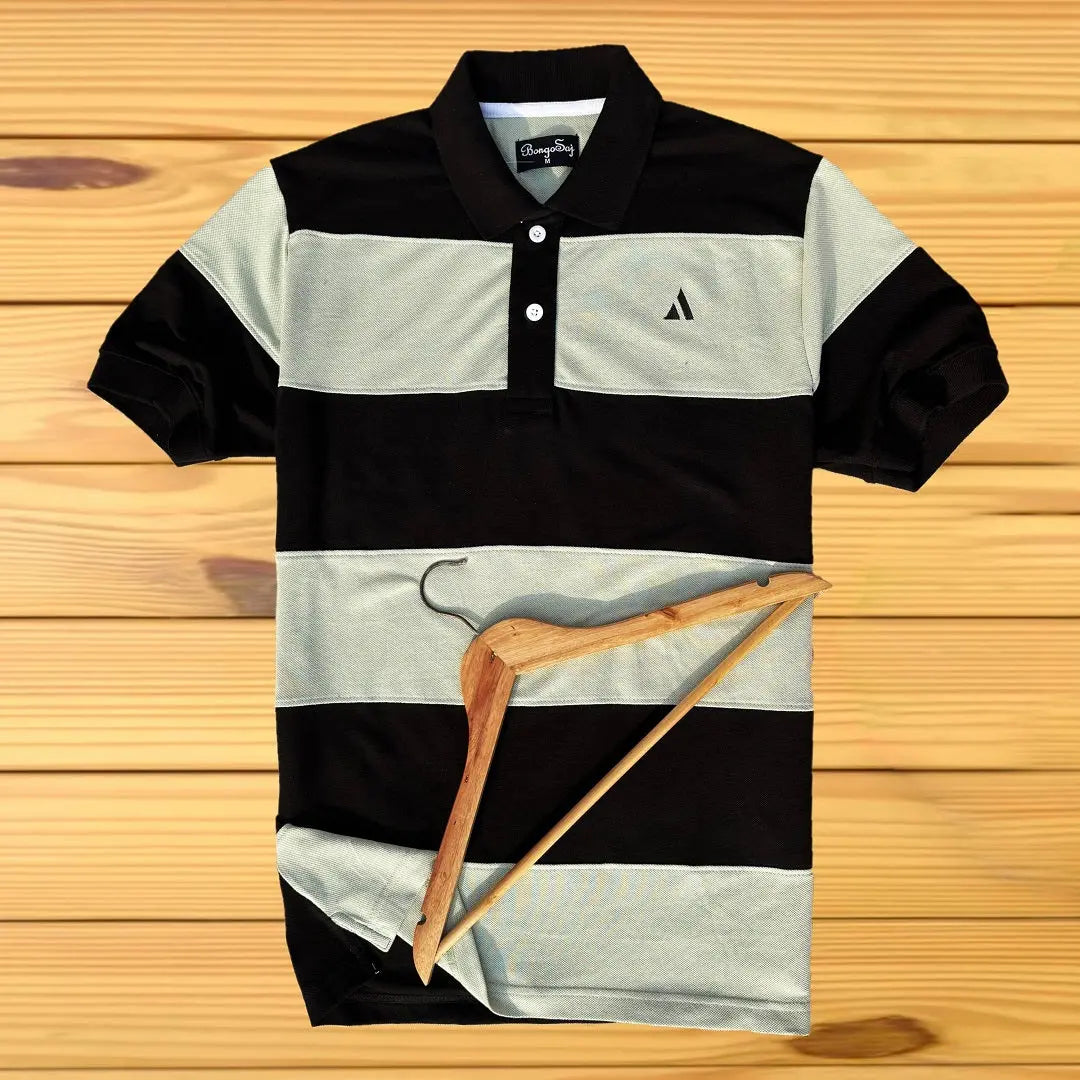 Moss Green Black Double Polo T-Shirt